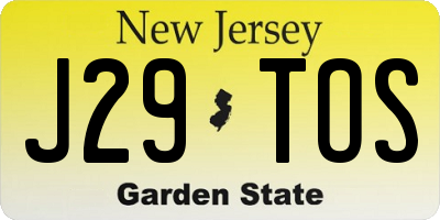 NJ license plate J29TOS