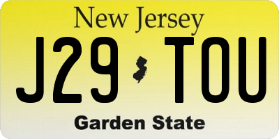 NJ license plate J29TOU