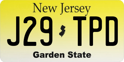 NJ license plate J29TPD