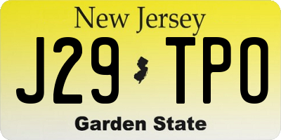 NJ license plate J29TPO