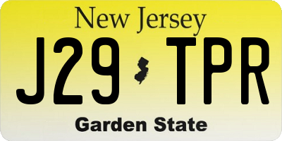 NJ license plate J29TPR