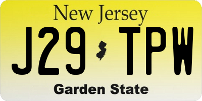 NJ license plate J29TPW