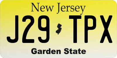 NJ license plate J29TPX