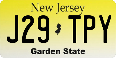 NJ license plate J29TPY