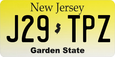 NJ license plate J29TPZ
