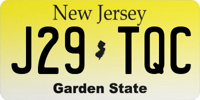 NJ license plate J29TQC