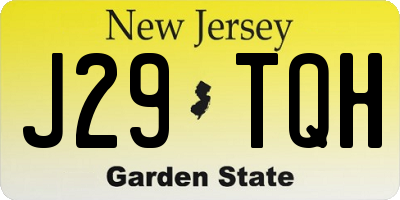 NJ license plate J29TQH