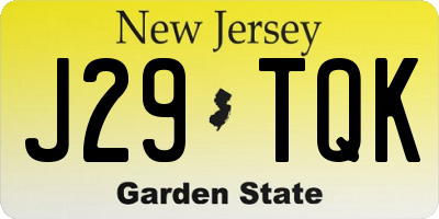 NJ license plate J29TQK