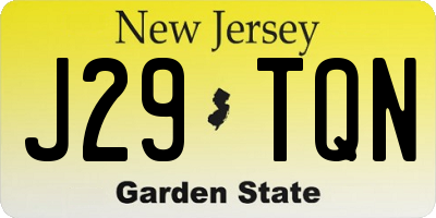 NJ license plate J29TQN