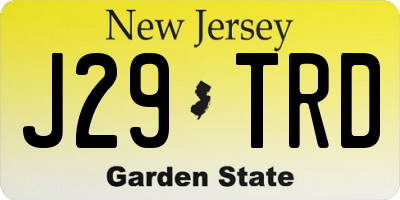 NJ license plate J29TRD