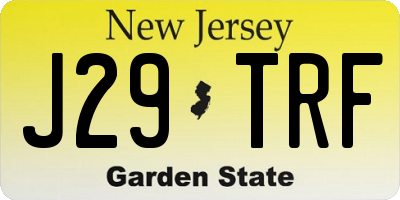 NJ license plate J29TRF