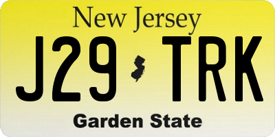 NJ license plate J29TRK