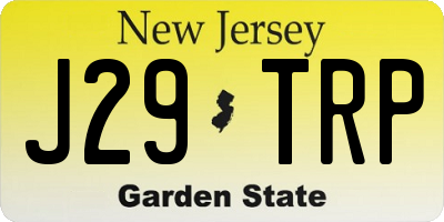 NJ license plate J29TRP