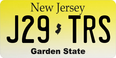NJ license plate J29TRS