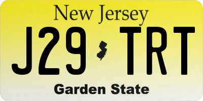 NJ license plate J29TRT