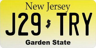 NJ license plate J29TRY