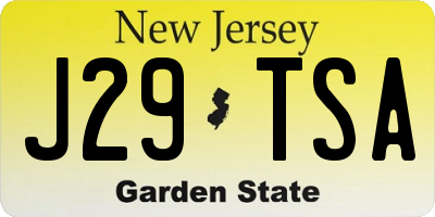 NJ license plate J29TSA