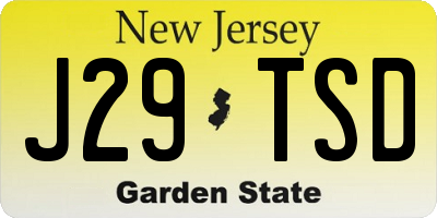 NJ license plate J29TSD