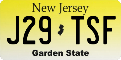 NJ license plate J29TSF
