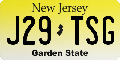 NJ license plate J29TSG