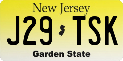 NJ license plate J29TSK