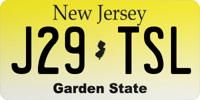NJ license plate J29TSL