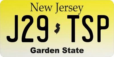 NJ license plate J29TSP
