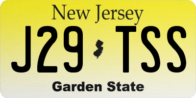 NJ license plate J29TSS