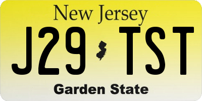 NJ license plate J29TST