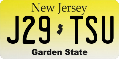 NJ license plate J29TSU