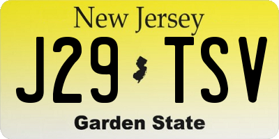 NJ license plate J29TSV