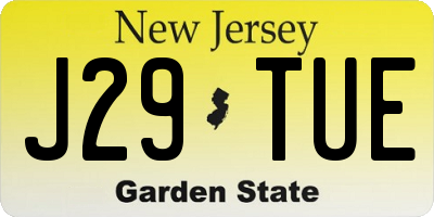 NJ license plate J29TUE