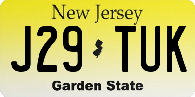 NJ license plate J29TUK