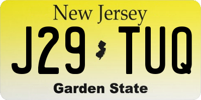NJ license plate J29TUQ