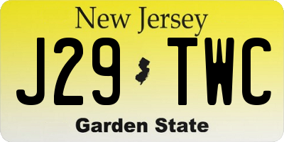 NJ license plate J29TWC