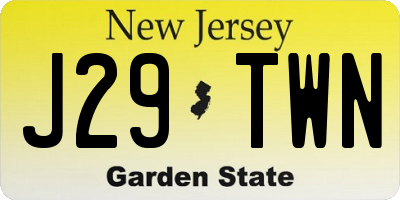 NJ license plate J29TWN