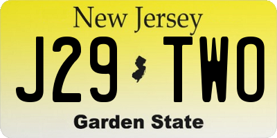 NJ license plate J29TWO