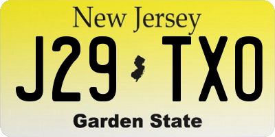 NJ license plate J29TXO
