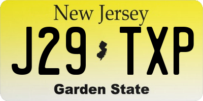 NJ license plate J29TXP
