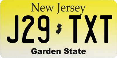 NJ license plate J29TXT