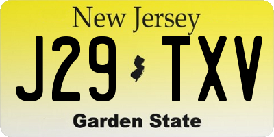NJ license plate J29TXV