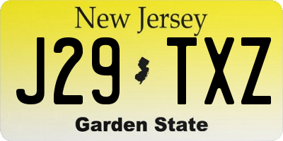 NJ license plate J29TXZ