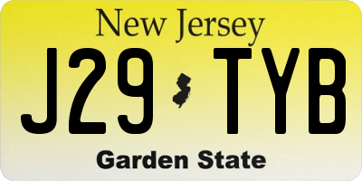 NJ license plate J29TYB