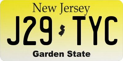 NJ license plate J29TYC
