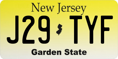 NJ license plate J29TYF
