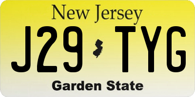 NJ license plate J29TYG