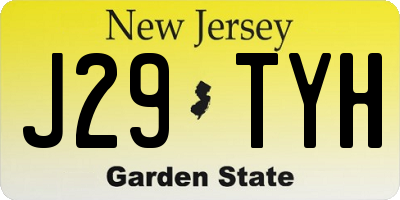NJ license plate J29TYH
