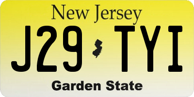 NJ license plate J29TYI