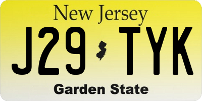 NJ license plate J29TYK