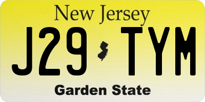 NJ license plate J29TYM